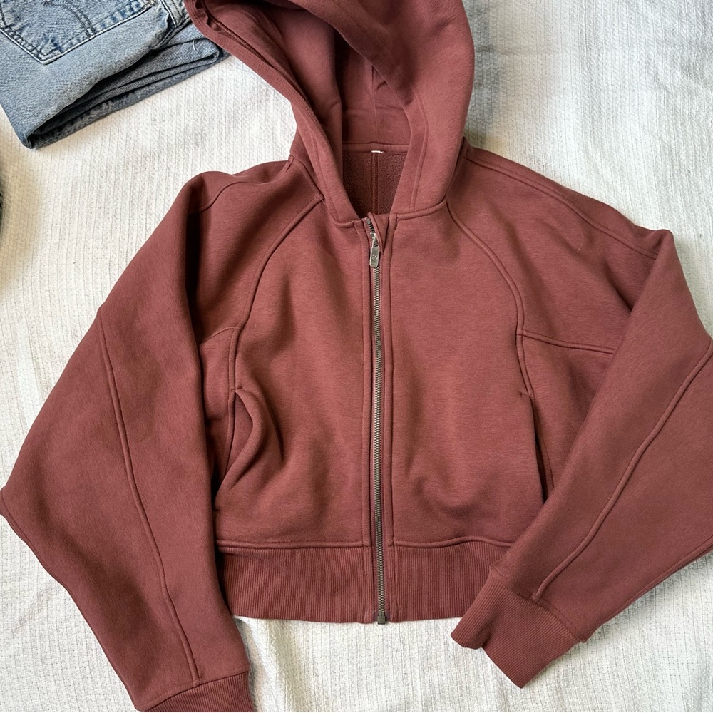 Lulu lemon Rusty Red Cropped Zip Up Hoodie